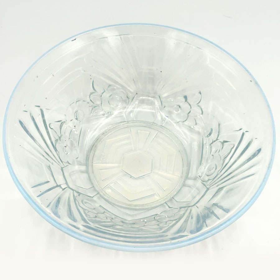 Art Deco Opalescent Jobling Glass Flower Range Bowl C1930