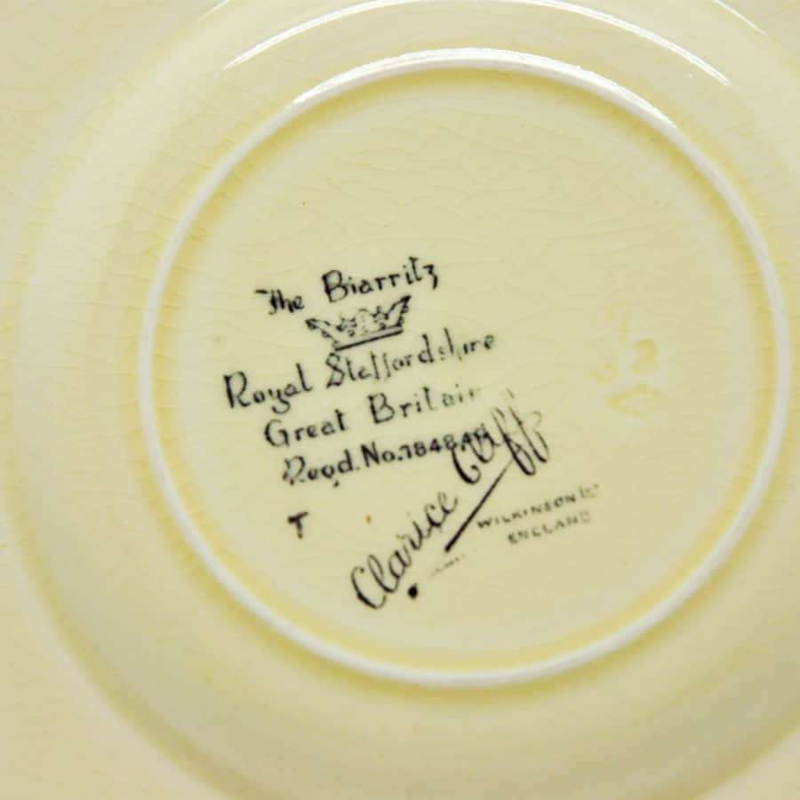 Clarice Cliff Biarritz Pattern Soup Coupe and Saucer