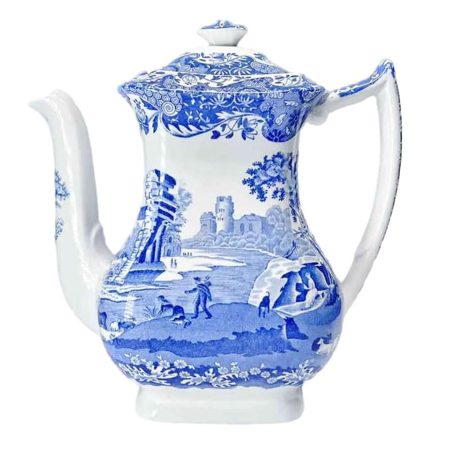 Copeland Spode Blue Italian Coffee Pot Black Marking 23cm