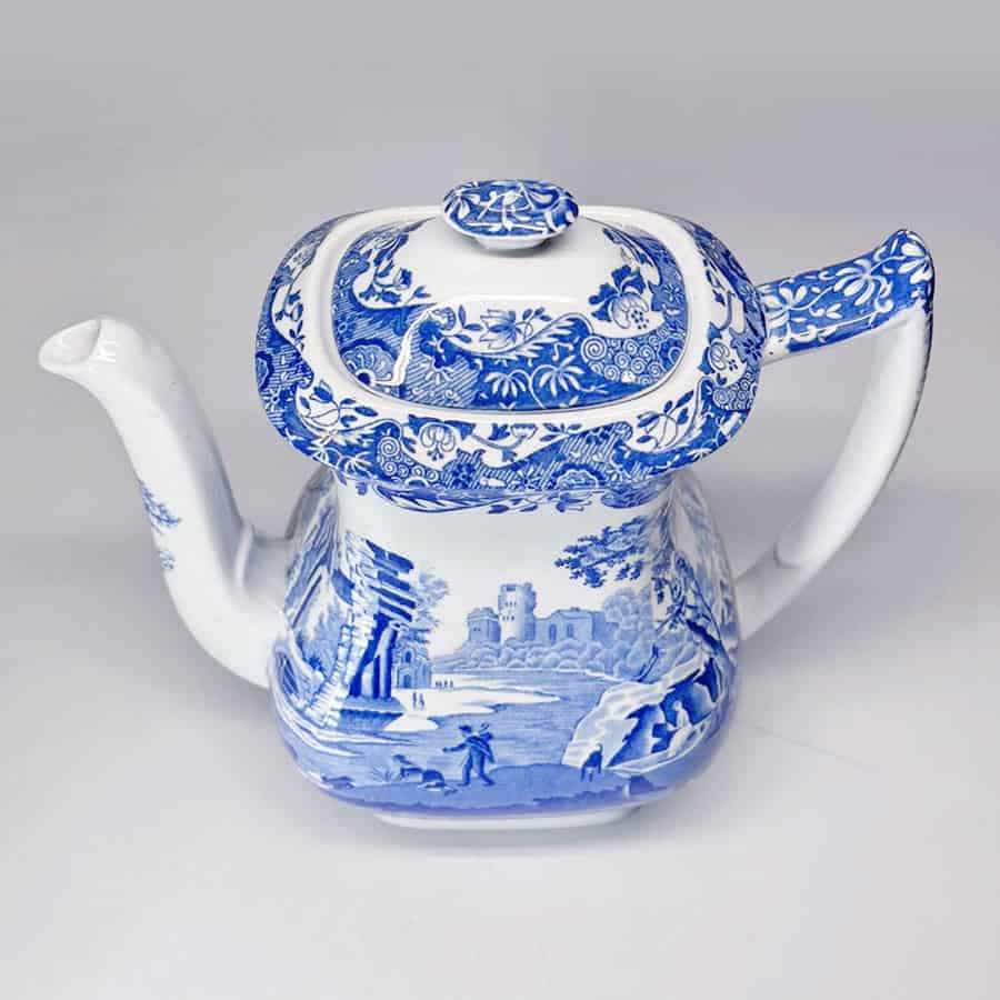 Copeland Spode Blue Italian Coffee Pot Black Marking 23cm