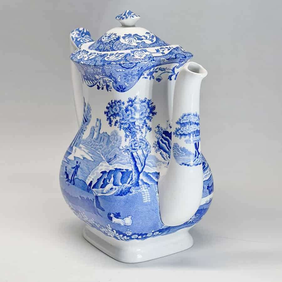 Copeland Spode Blue Italian Coffee Pot Black Marking 23cm