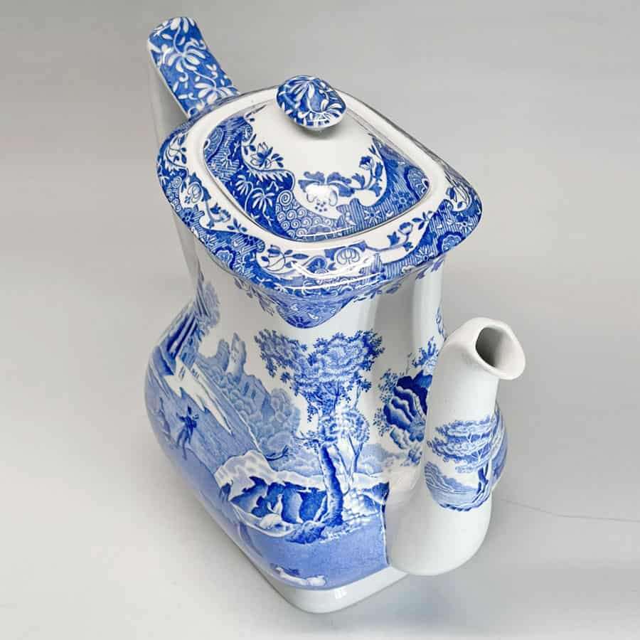 Copeland Spode Blue Italian Coffee Pot Black Marking 23cm