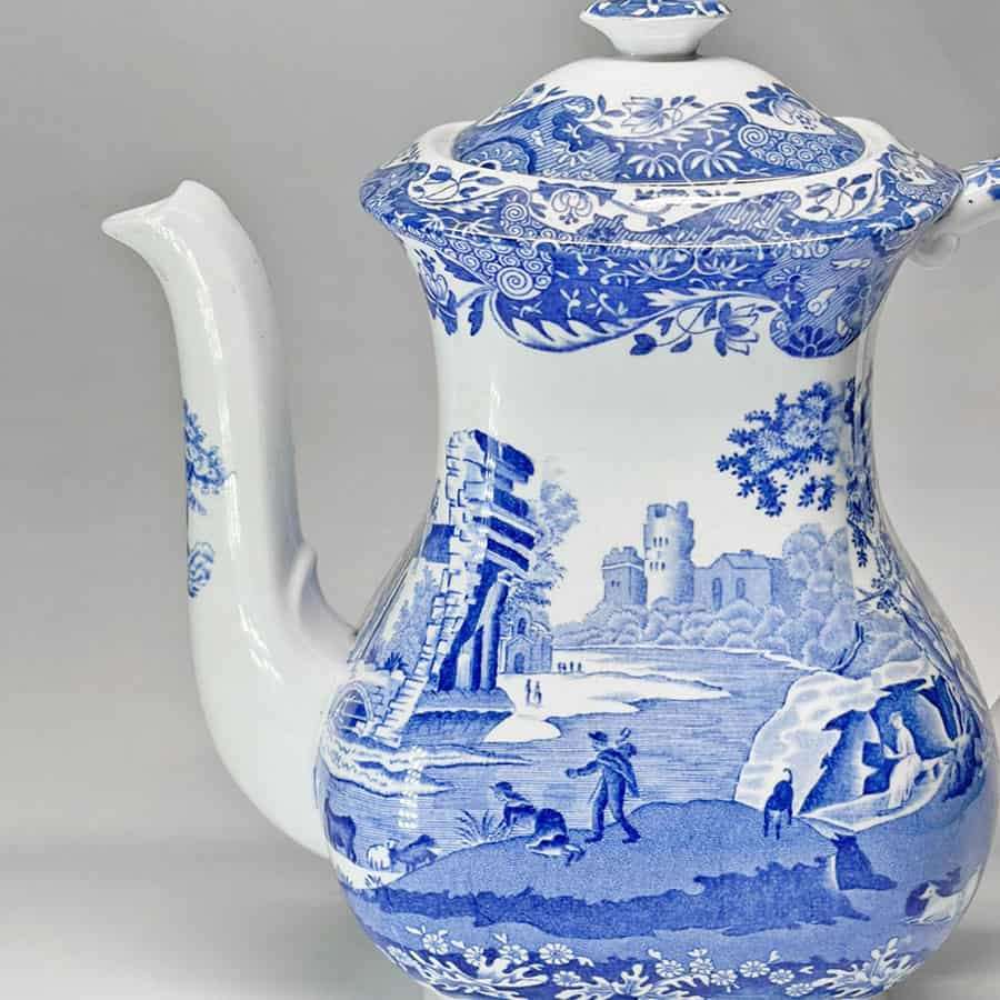 Copeland Spode Blue Italian Coffee Pot Black Marking 23cm