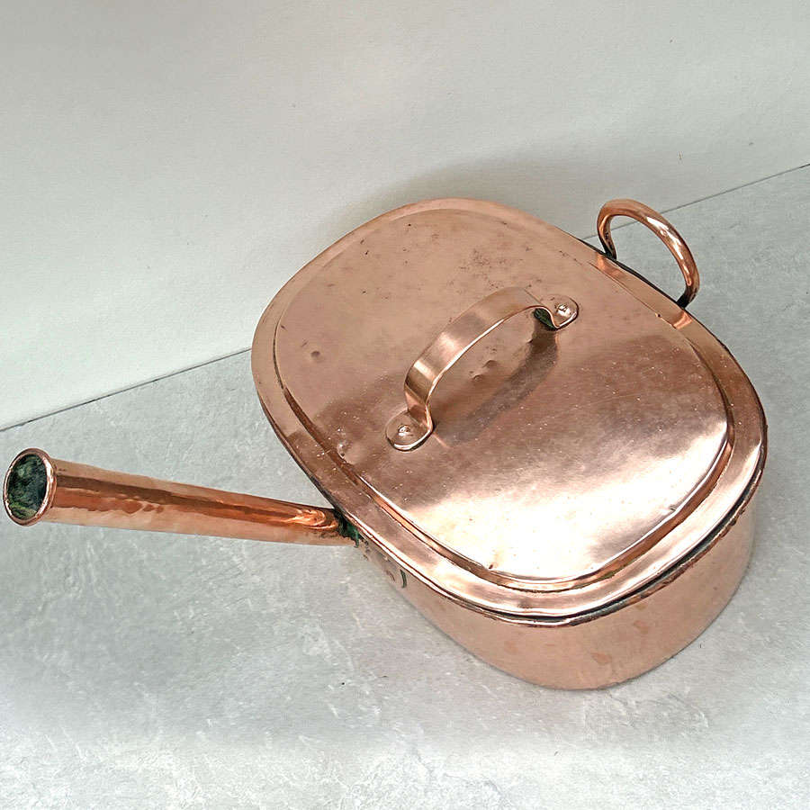 Copper Oblong With Large Hollow Handle Fish Poacher 20th