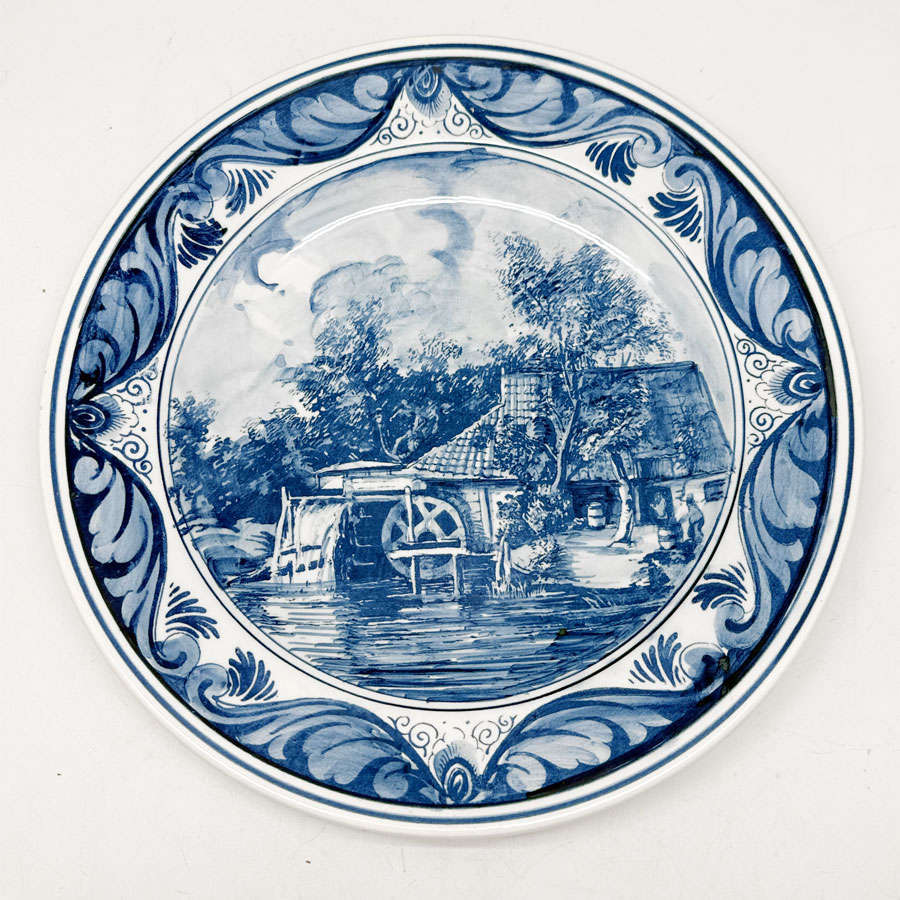 Delfts Blauw Watermolen Country Side Scene Wall Plate