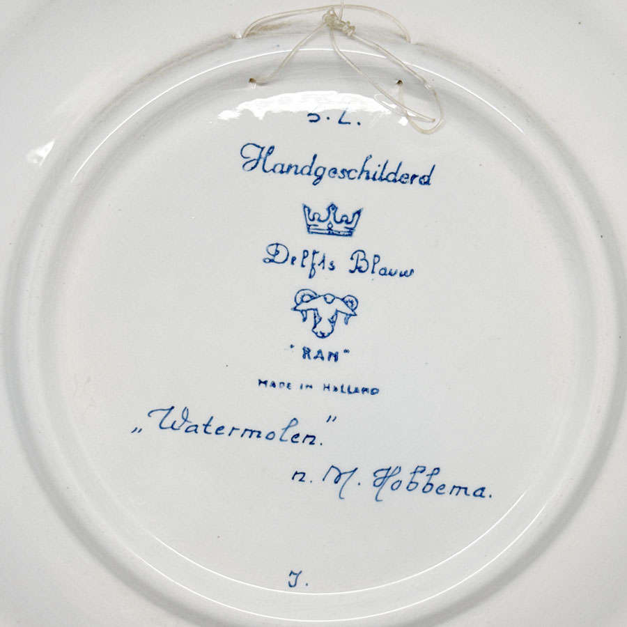 Delfts Blauw Watermolen Country Side Scene Wall Plate