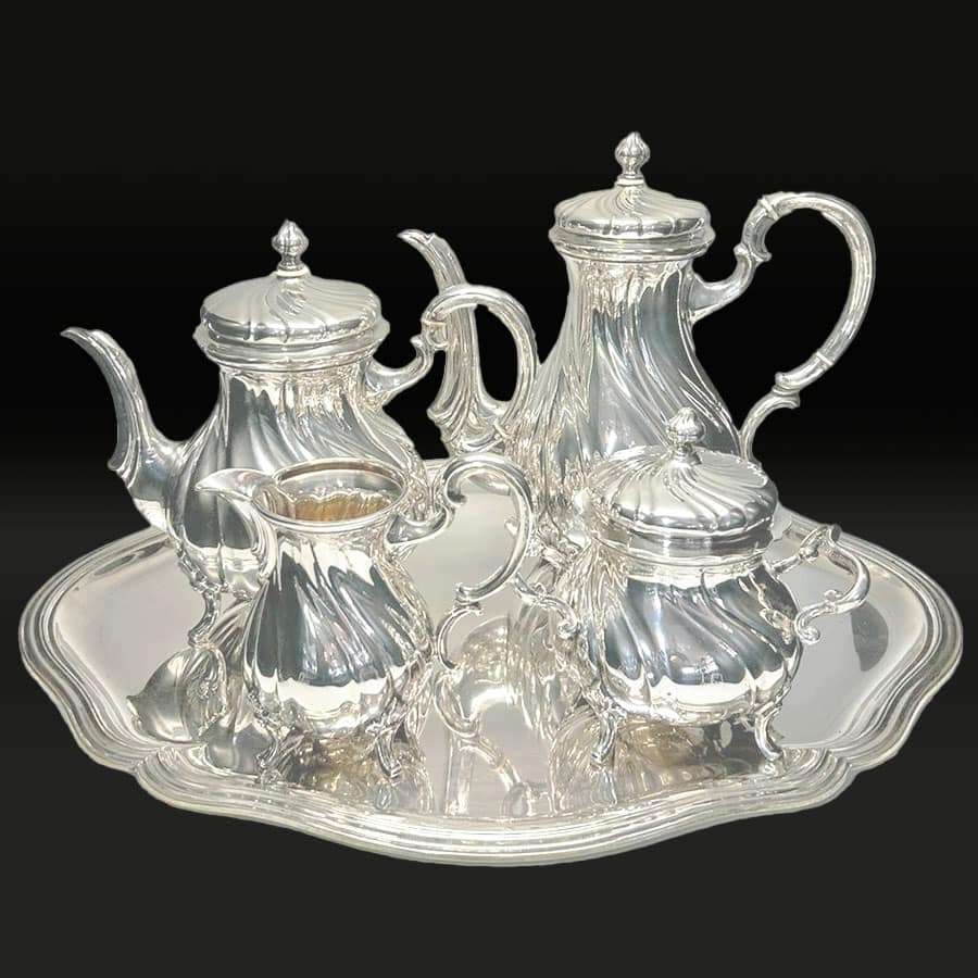 Hallmarked German Silver Tea Set On Tray 800 Standard