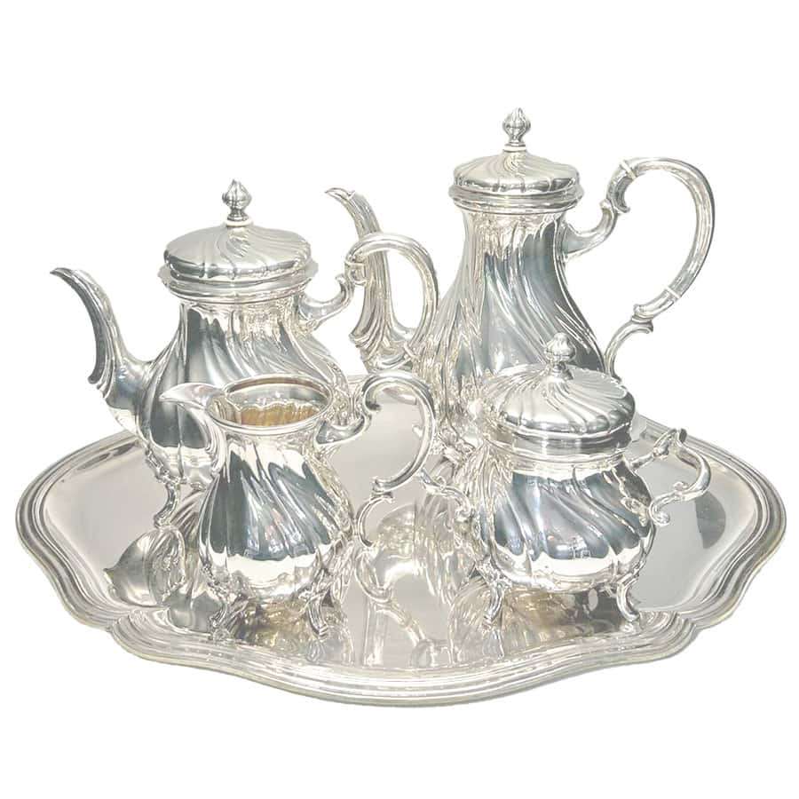 Hallmarked German Silver Tea Set On Tray 800 Standard