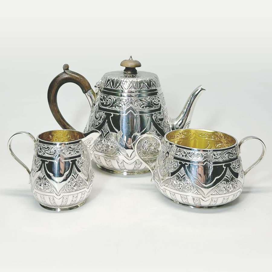 Hallmarked Silver Bachelor Tea Set London 1884