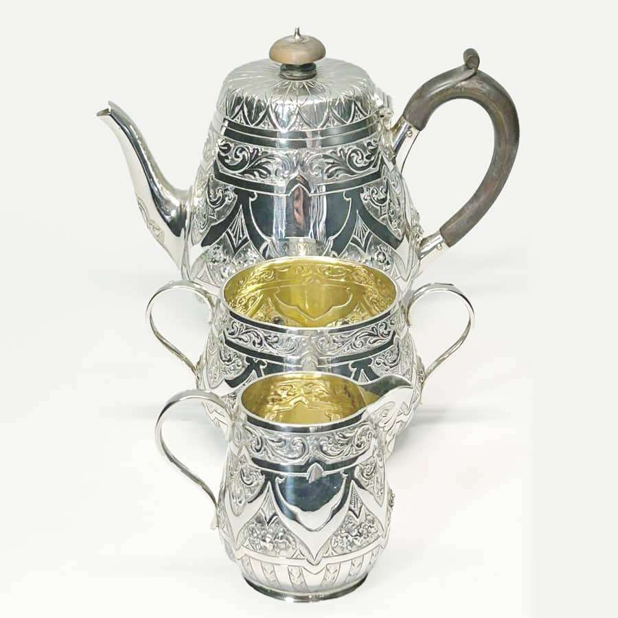 Hallmarked Silver Bachelor Tea Set London 1884