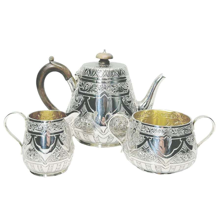 Hallmarked Silver Bachelor Tea Set London 1884