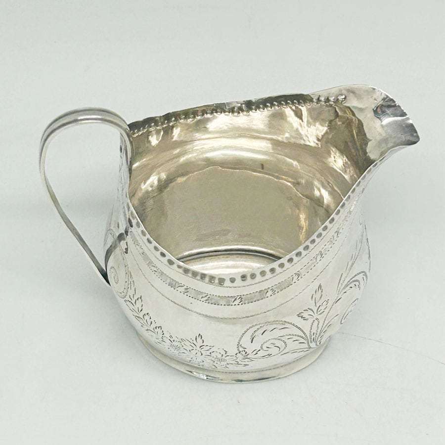 Hallmarked Silver Milk Jug Bright Cut London 1805 - Bateman