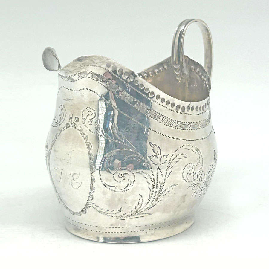 Hallmarked Silver Milk Jug Bright Cut London 1805 - Bateman