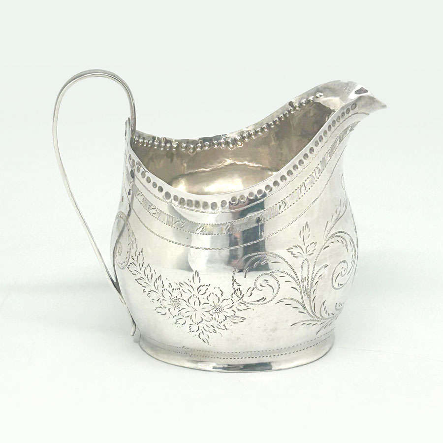 Hallmarked Silver Milk Jug Bright Cut London 1805 - Bateman
