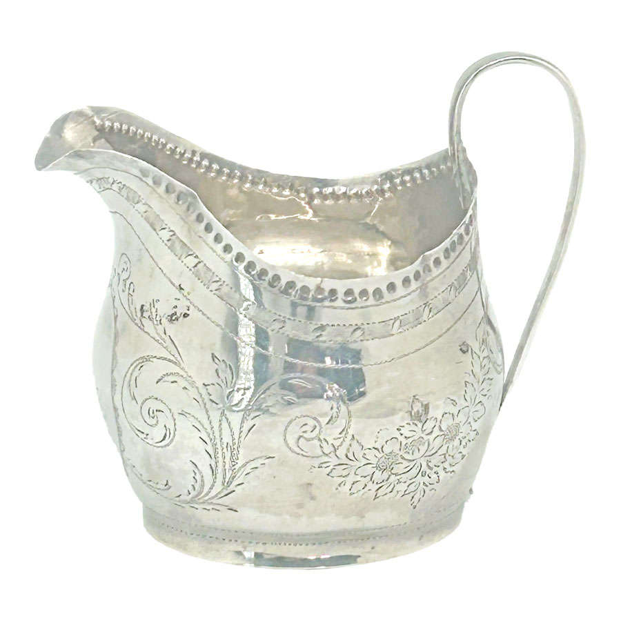 Hallmarked Silver Milk Jug Bright Cut London 1805 - Bateman