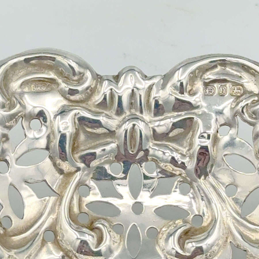 Hallmarked Silver Pierced Heart Shaped Bon Bon Birmingham 1912