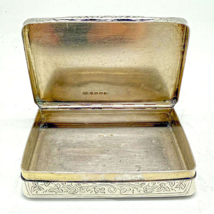 Hallmarked Silver Victorian Large Snuff Box Birmingham 1887