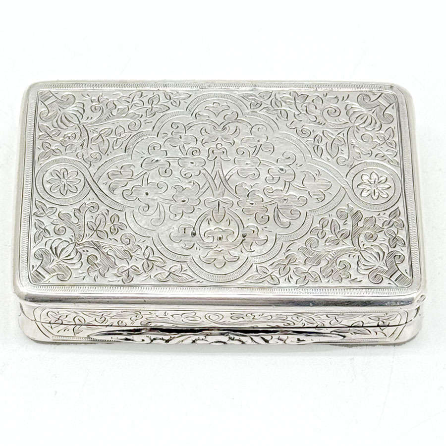 Hallmarked Silver Victorian Large Snuff Box Birmingham 1887