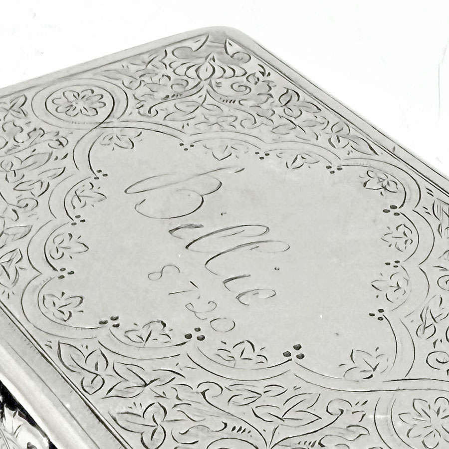 Hallmarked Silver Victorian Large Snuff Box Birmingham 1887