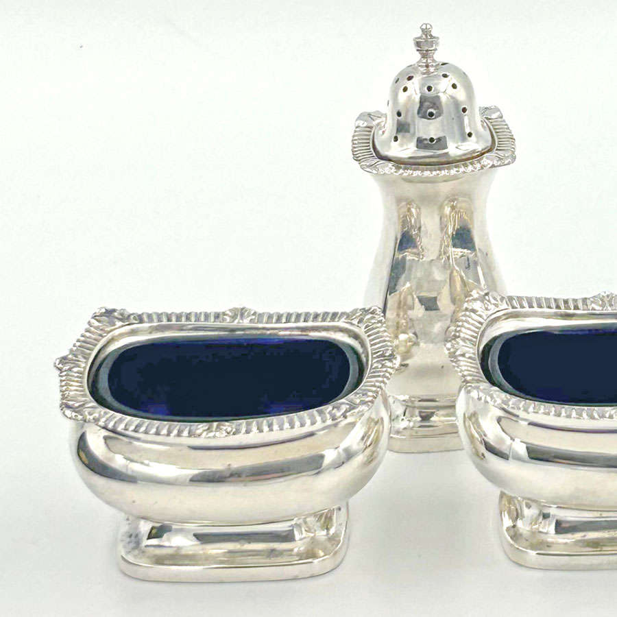 Hallmarked Silver Condiment Set Birmingham 1937 Boxed