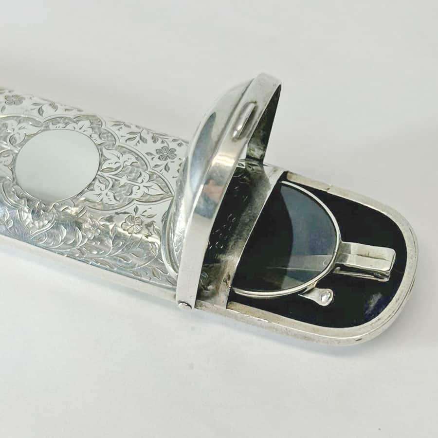 Hallmarked Silver Etui With Silver Reading Glasses London 1888