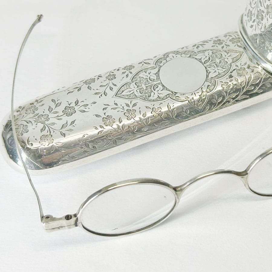 Hallmarked Silver Etui With Silver Reading Glasses London 1888