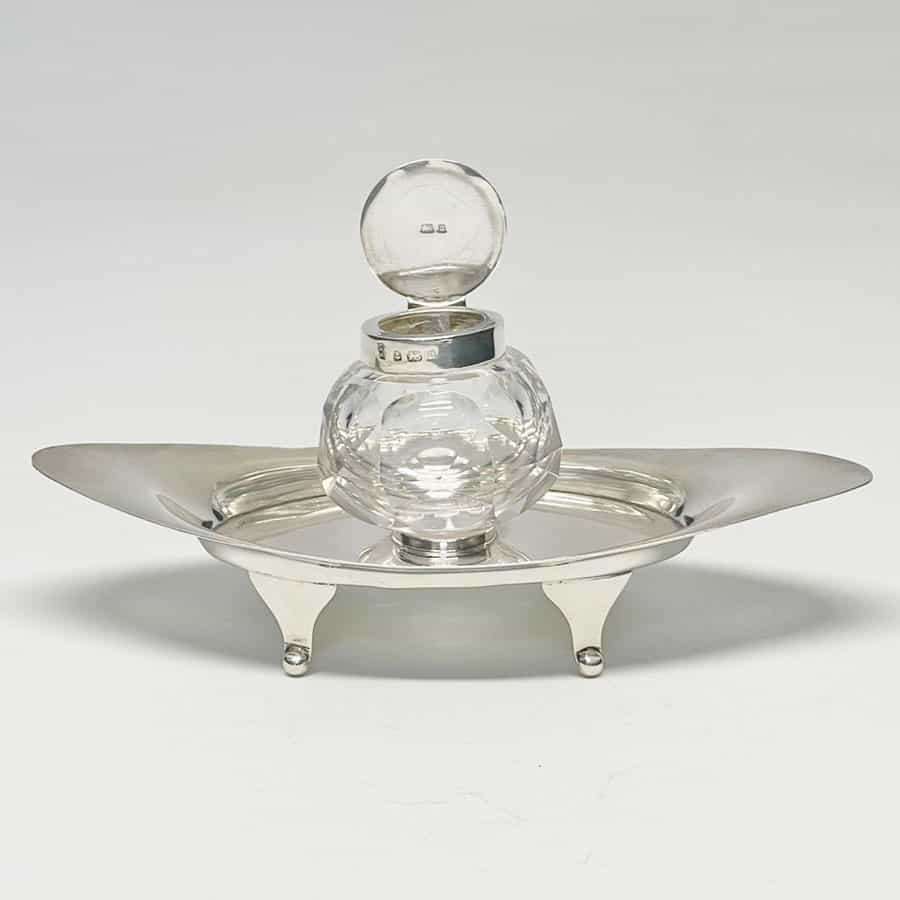 Hallmarked Silver Inkwell Birmingham 1901