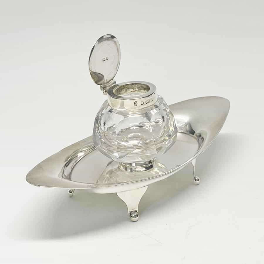 Hallmarked Silver Inkwell Birmingham 1901