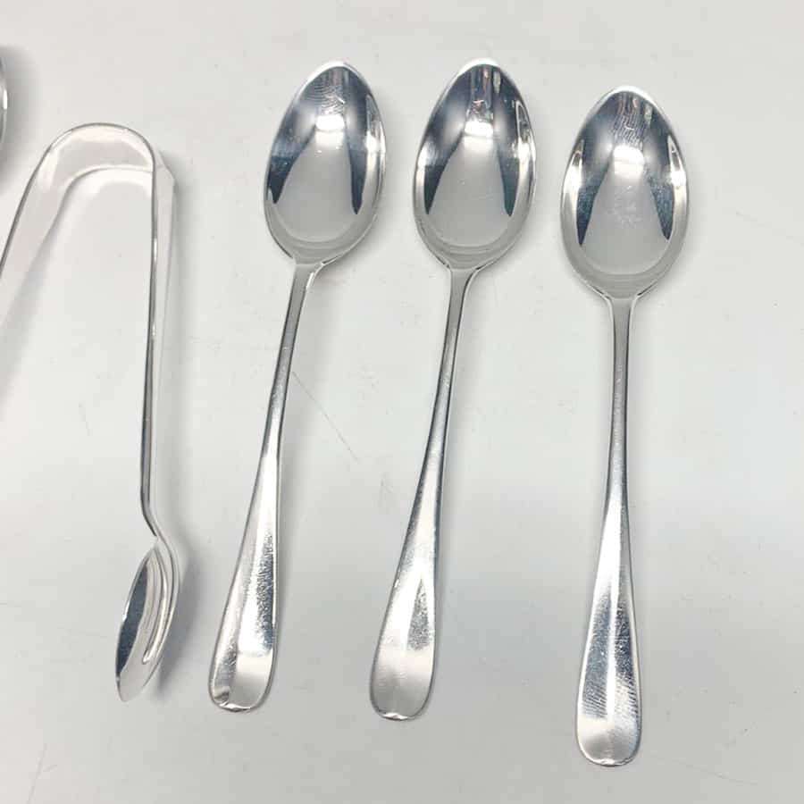 Hallmarked Silver Rat Tail Tea Spoon Set Birmingham 1924
