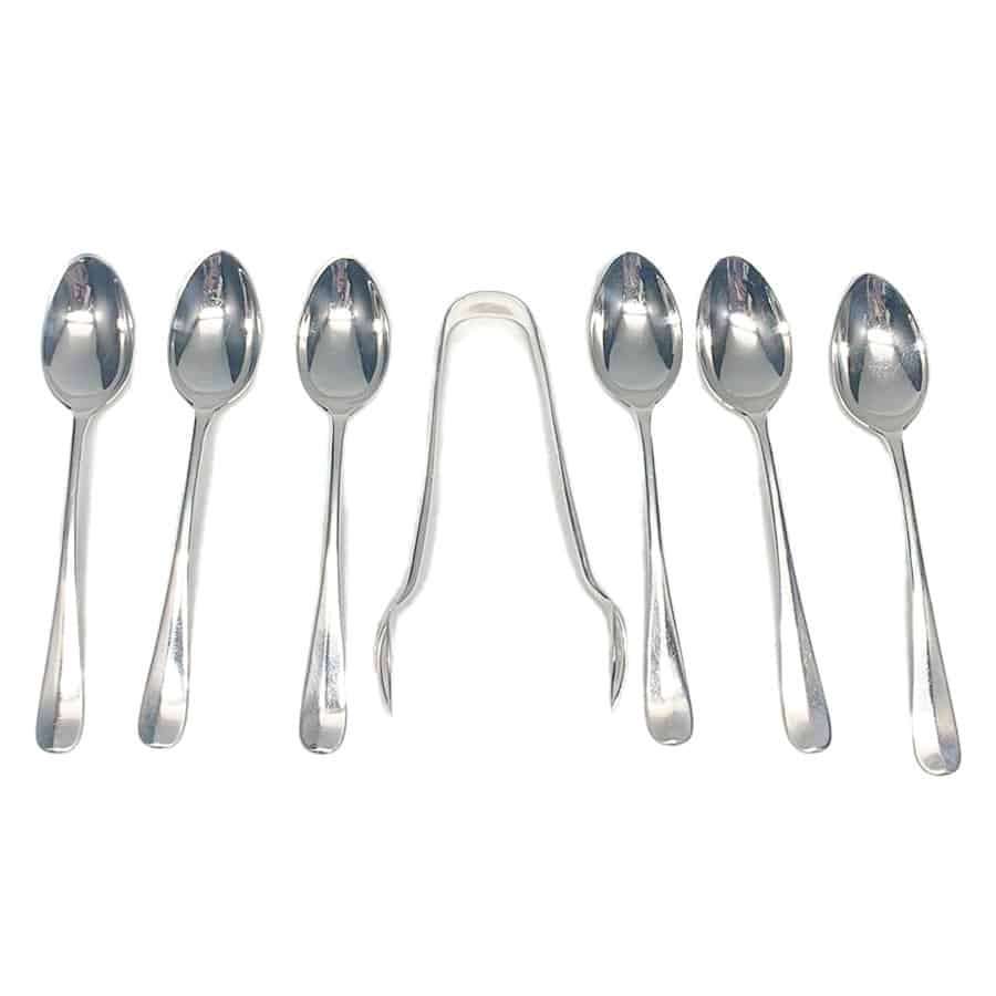 Hallmarked Silver Rat Tail Tea Spoon Set Birmingham 1924