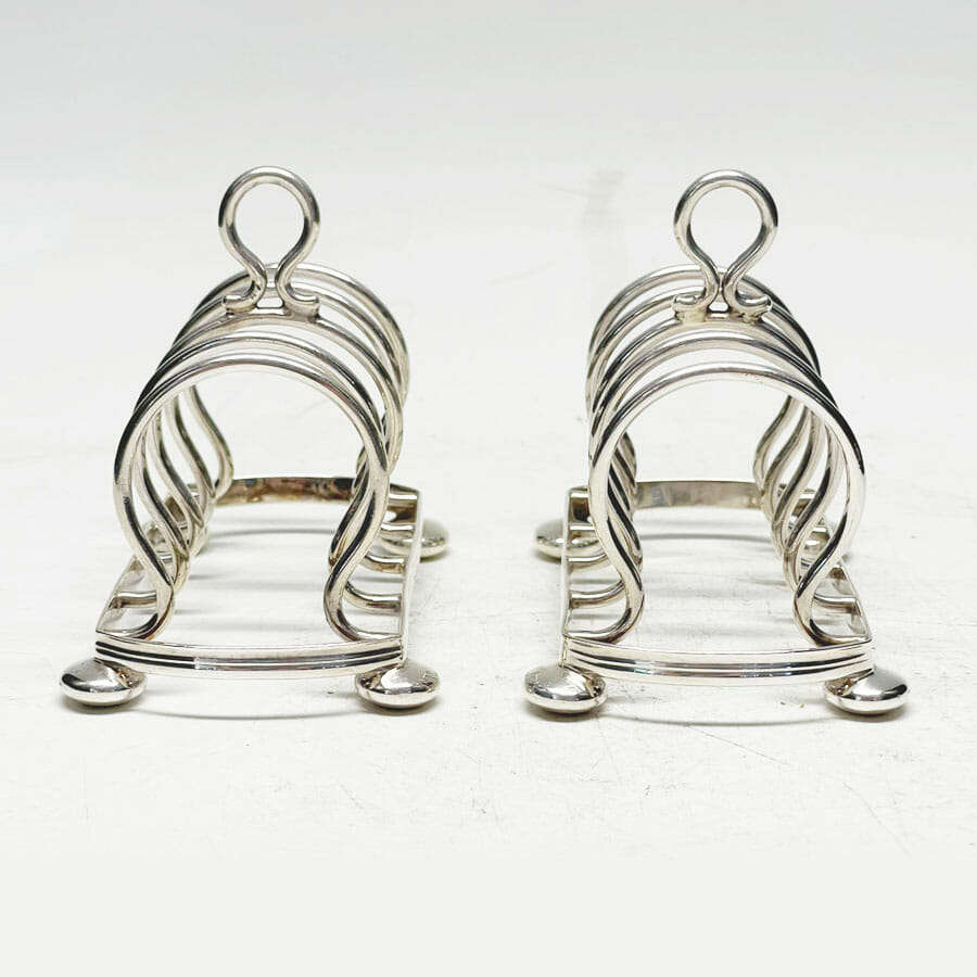 Hallmarked Silver Pair Melba Toast Racks Birm 1930