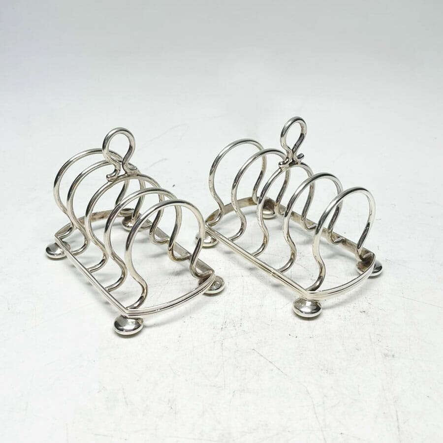 Hallmarked Silver Pair Melba Toast Racks Birm 1930