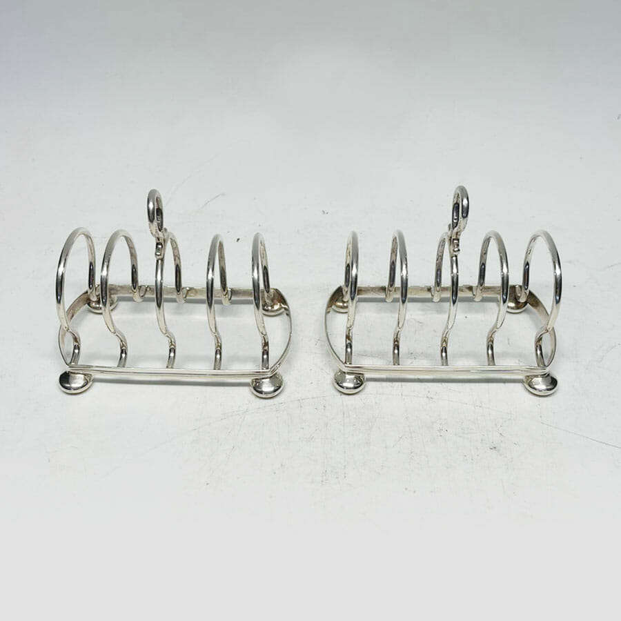 Hallmarked Silver Pair Melba Toast Racks Birm 1930