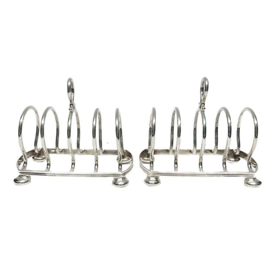 Hallmarked Silver Pair Melba Toast Racks Birm 1930
