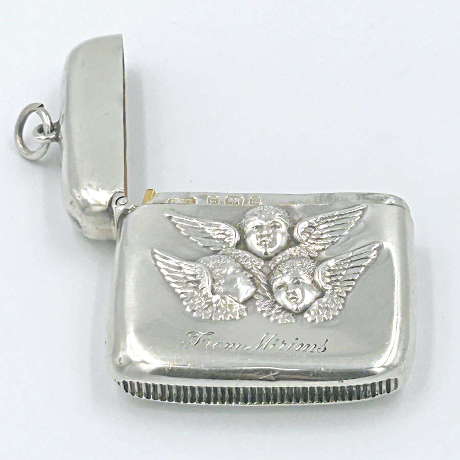 Hallmarked Silver Vesta Case Reynolds Angels Birmingham 1900