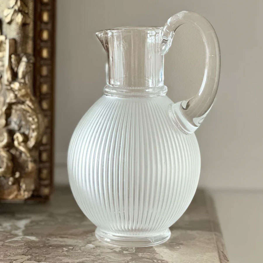 Lalique Crystal Langeais Frosted Fluted Jug