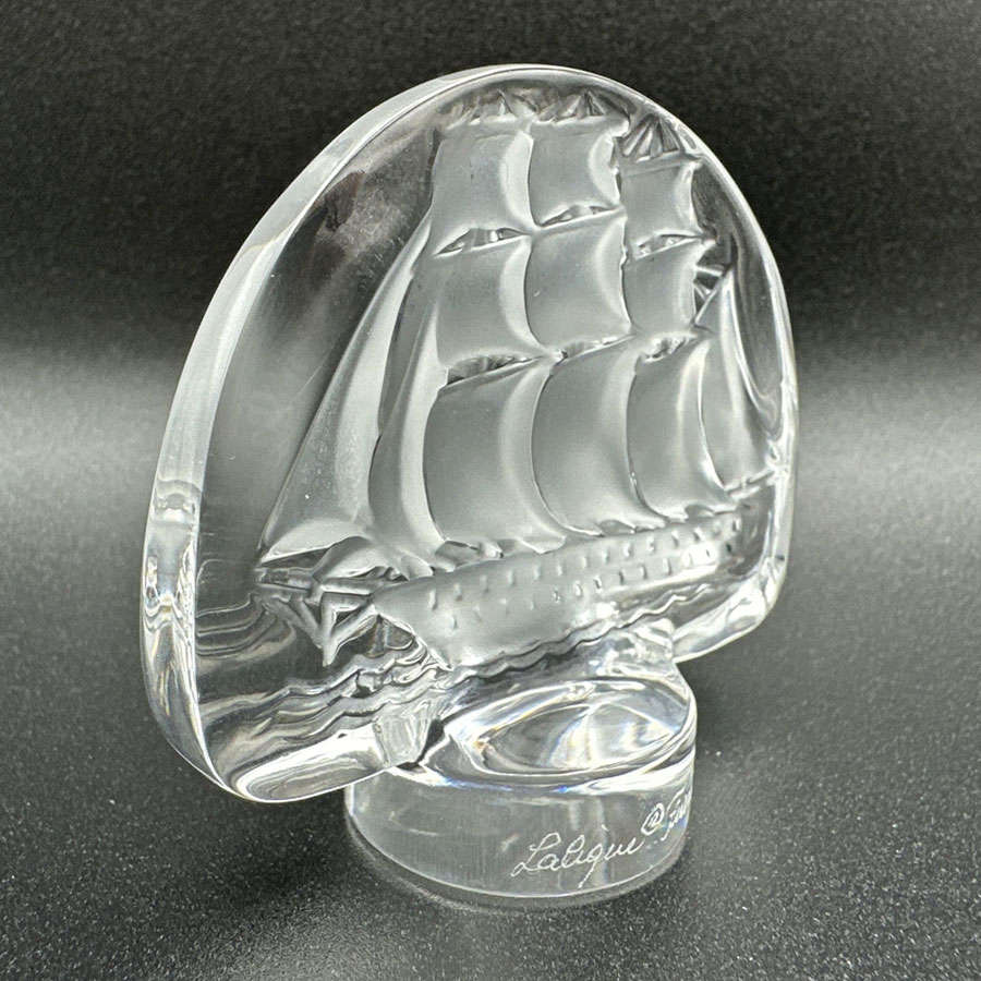 Lalique Frosted And Clear Crystal Caravelle Ship Seal 20th