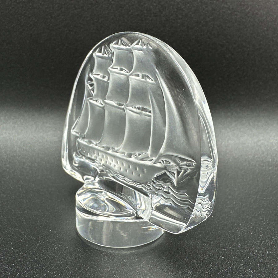 Lalique Frosted And Clear Crystal Caravelle Ship Seal 20th
