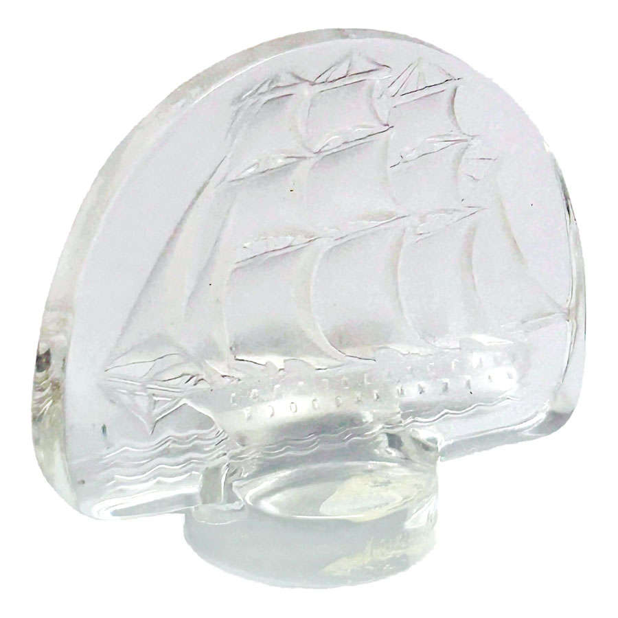 Lalique Frosted And Clear Crystal Caravelle Ship Seal 20th