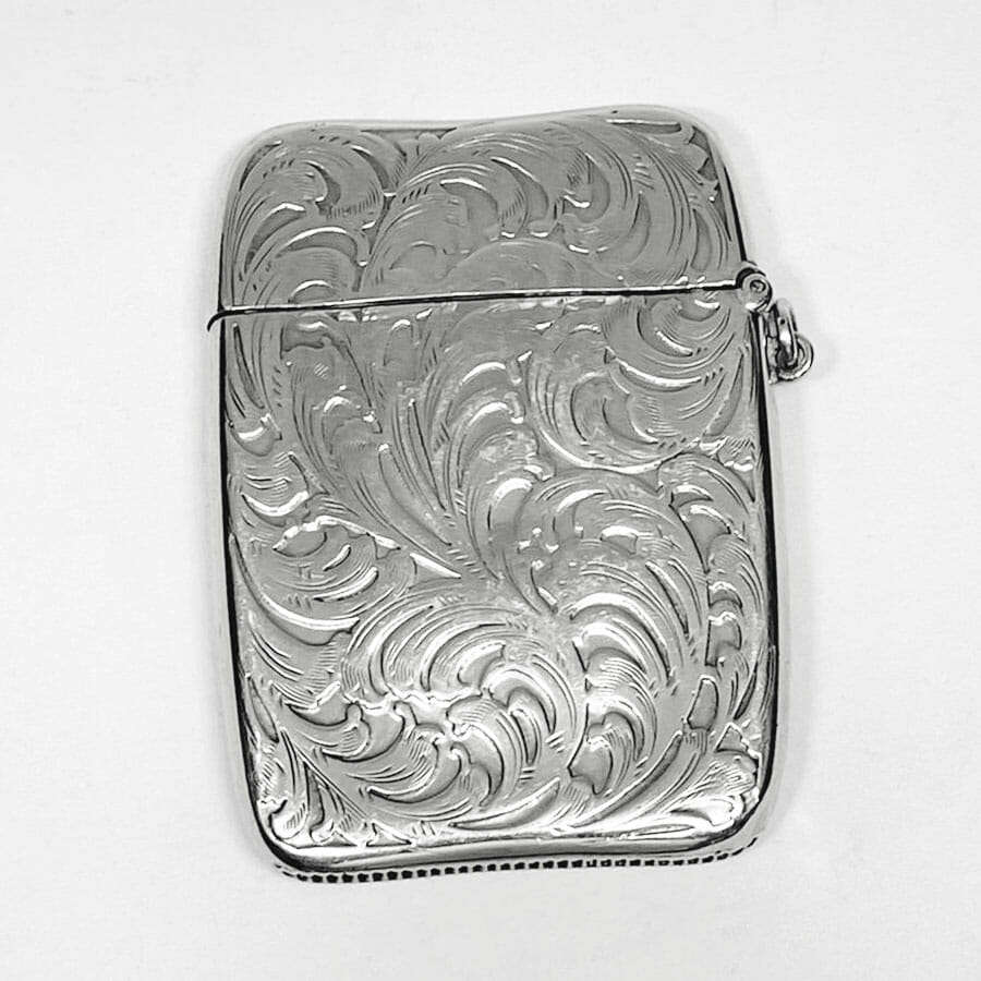 Large Embossed Silver Vesta Case