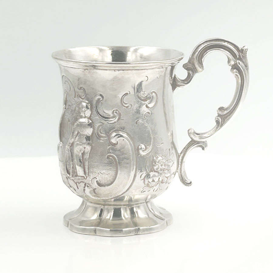 London 1858 Hallmarked Silver Christening Mug Henry Holland