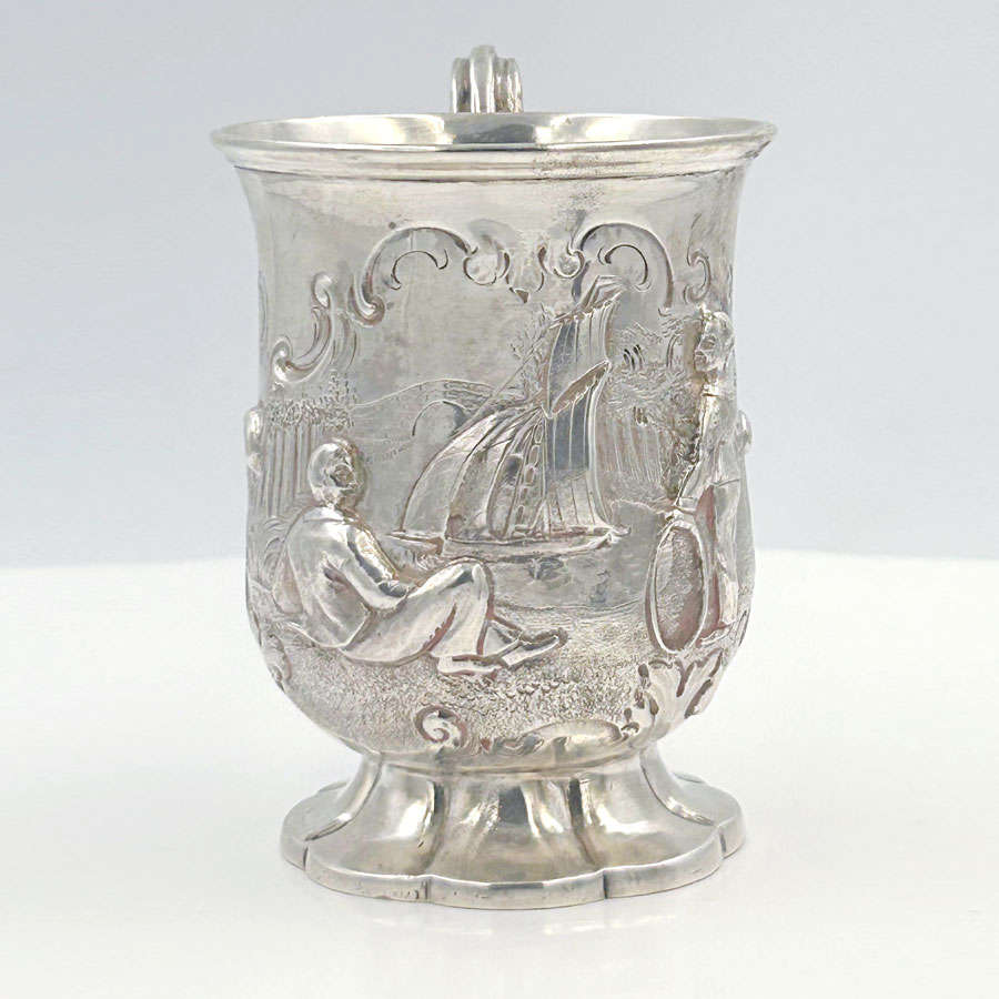 London 1858 Hallmarked Silver Christening Mug Henry Holland