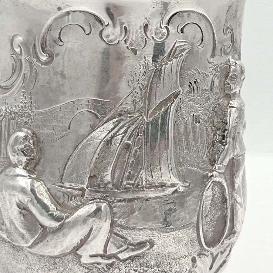 London 1858 Hallmarked Silver Christening Mug Henry Holland