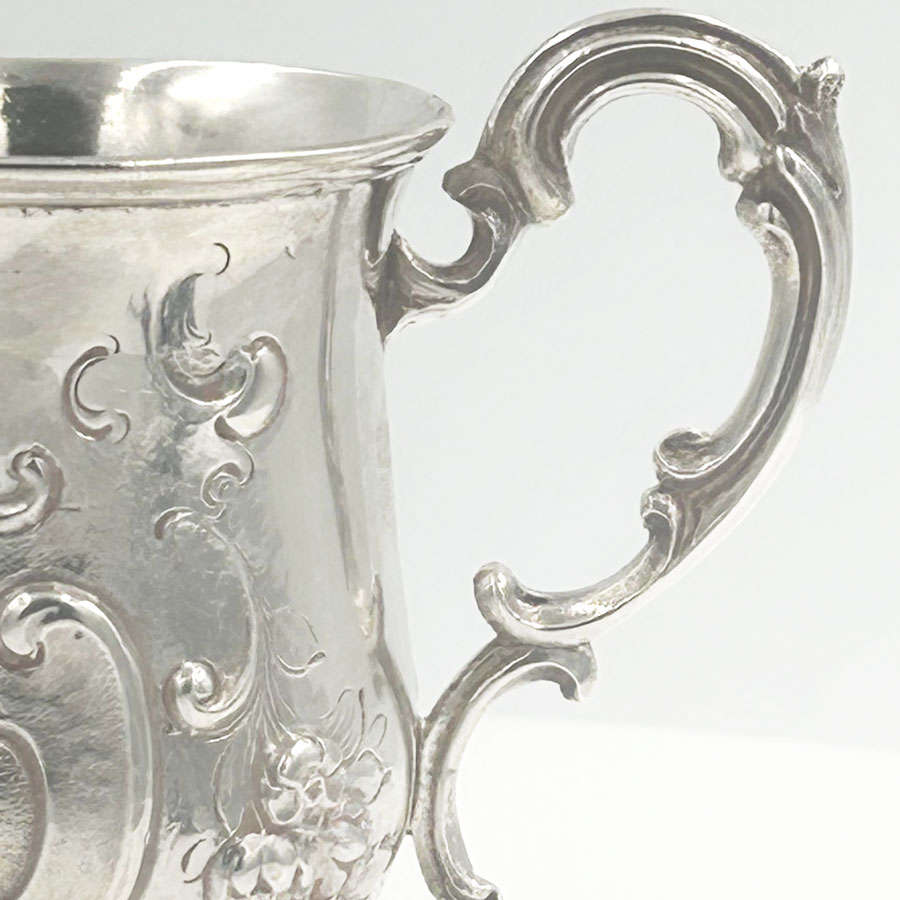 London 1858 Hallmarked Silver Christening Mug Henry Holland
