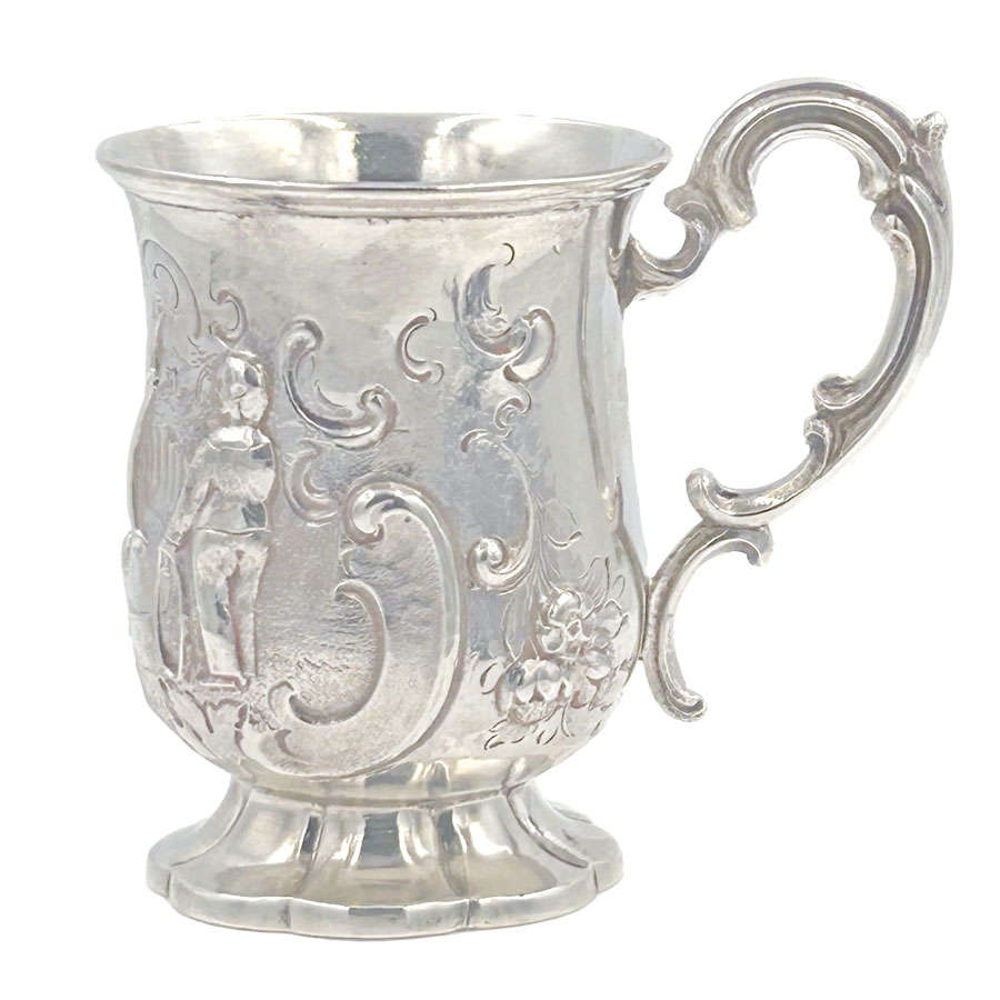 London 1858 Hallmarked Silver Christening Mug Henry Holland