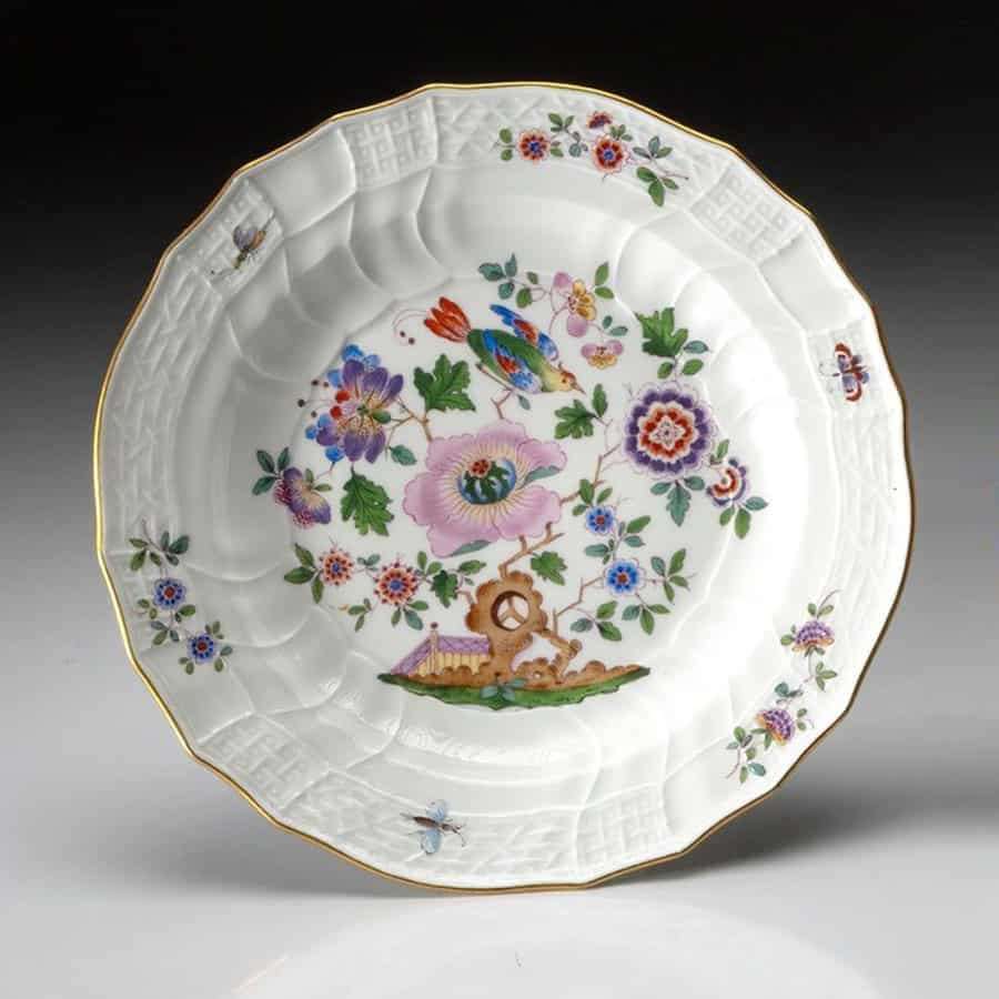 Meissen Indianische Blumen Fluted Cabinet Plate 20th