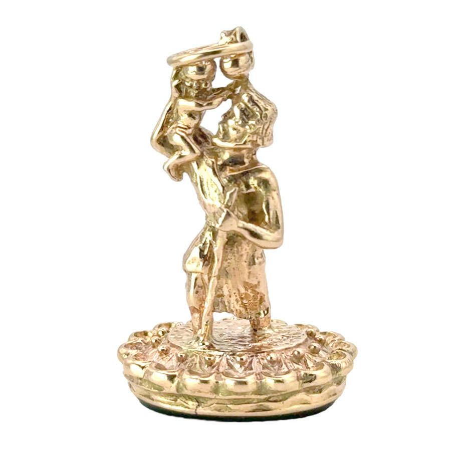 Rare Victorian 9ct Gold St Christopher Bloodstone Fob Seal