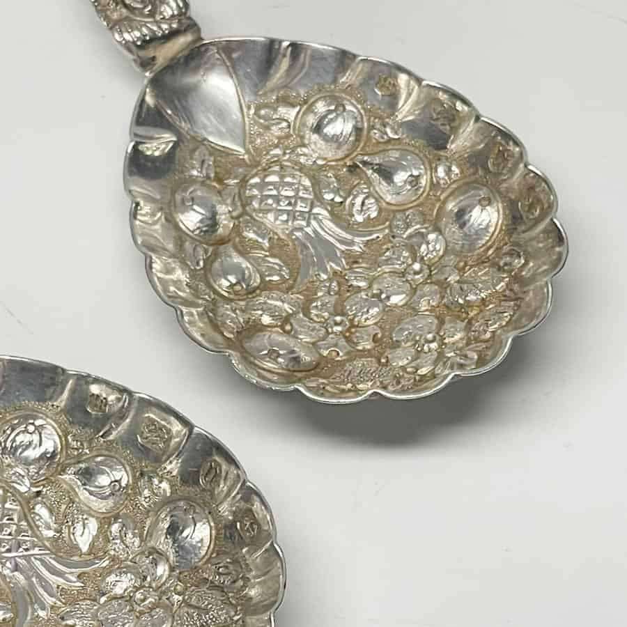 Rare Pair Birmingham 1887 Apostle Berry Spoons