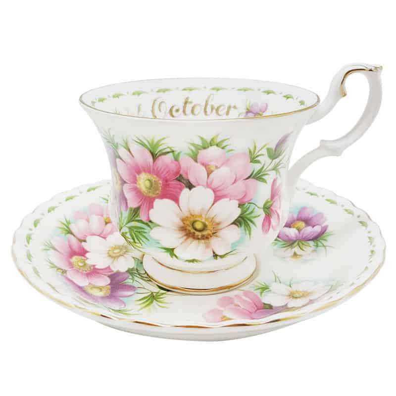 Royal Albert October Cosmos Flower of the Month Tea Duo