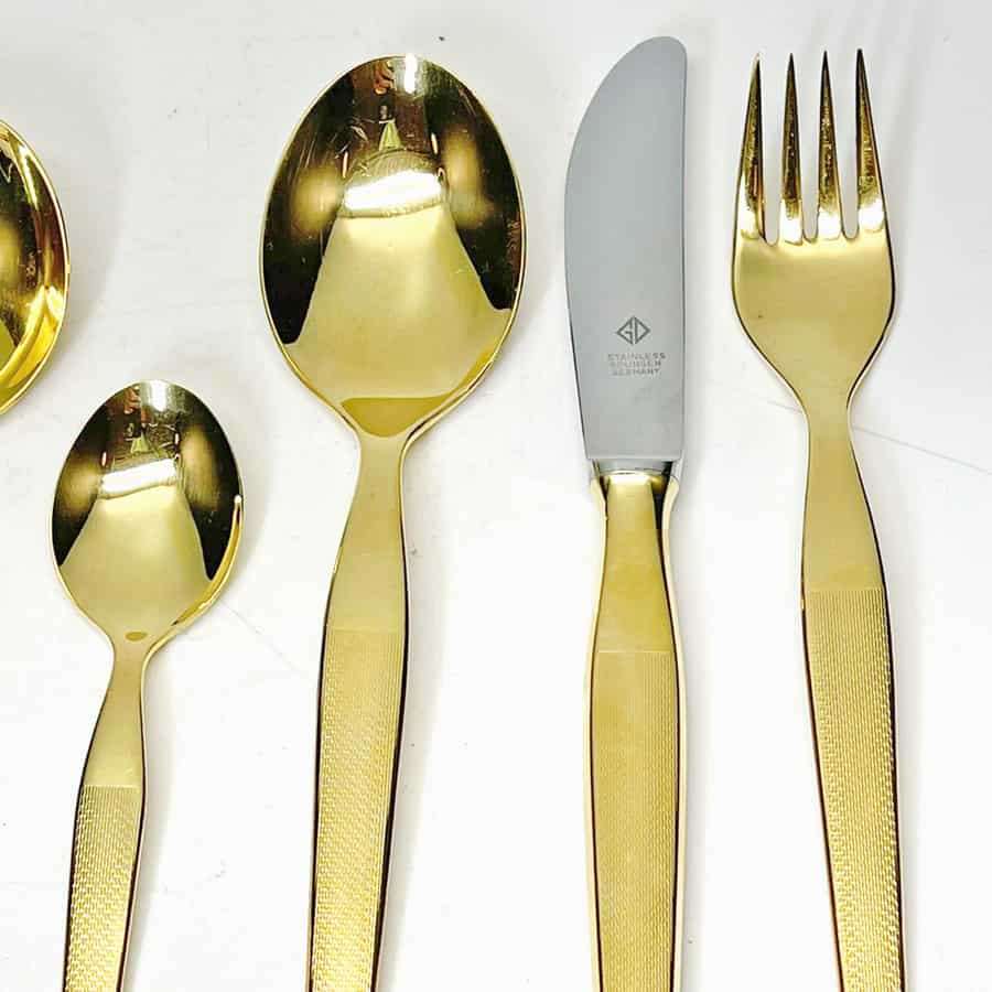 Solingen Germany 24k Gold Plated 7 Piece Table Setting